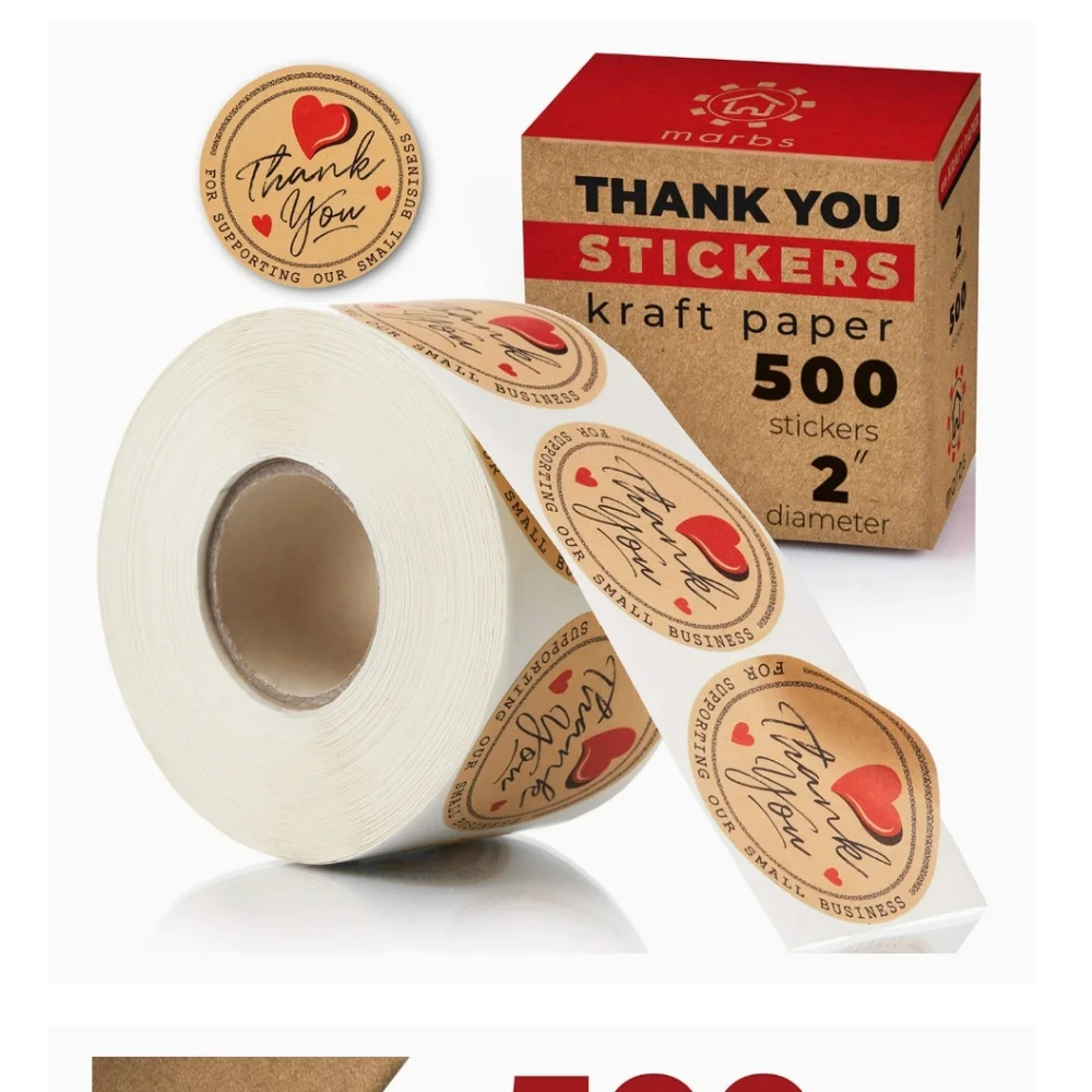 60 ct  2 inch  Kraft Paper THANK YOU FOR SUPPORTING OUR SMALL BUSINESS